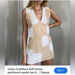 Urban Outfitters dress, colorblock ,patchwork,eyelet,cotton,sheer,lined,EC
